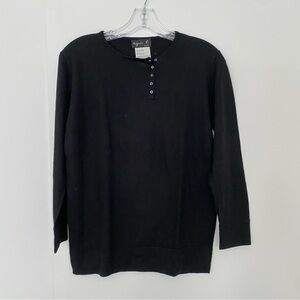 Agnes B. Asymmetrical Henley Silk Blend Sweater